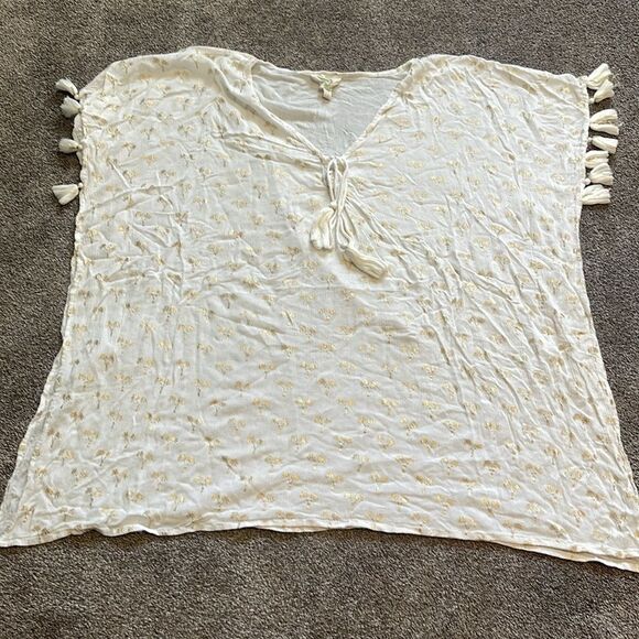 Z&L gold and white palm tree swimsuit cover up size S - Picture 8 of 13